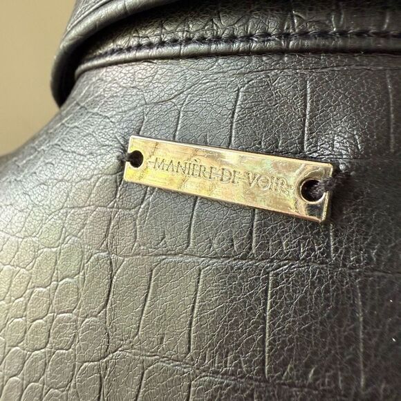 Maniere De Voir Faux Leather Snap Front Oversized Shirt 8 L - Picture 7 of 9